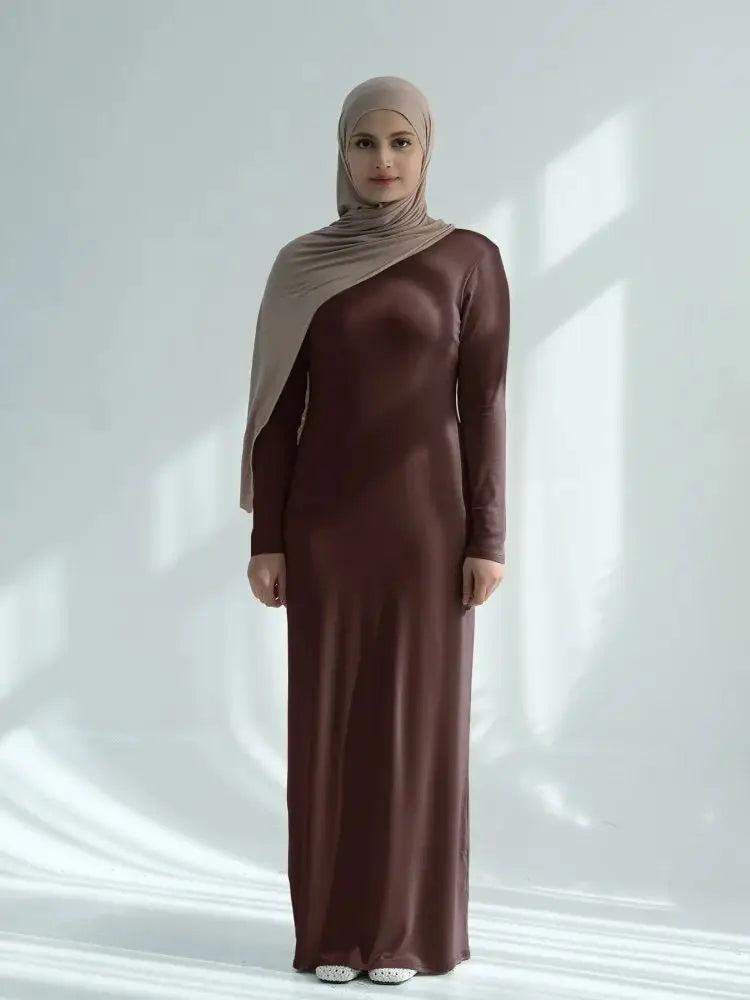 Saviig ModaL Cotton Inner Dress Abaya Damen Dubai Muslim Long Modest Hijab Robe