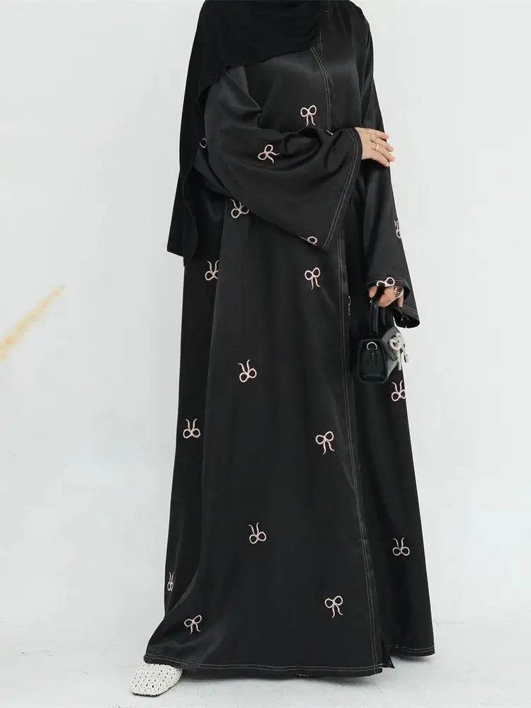 Saviig Ramadan Eid Embroidery Kimono Abaya Dress for Muslim Women