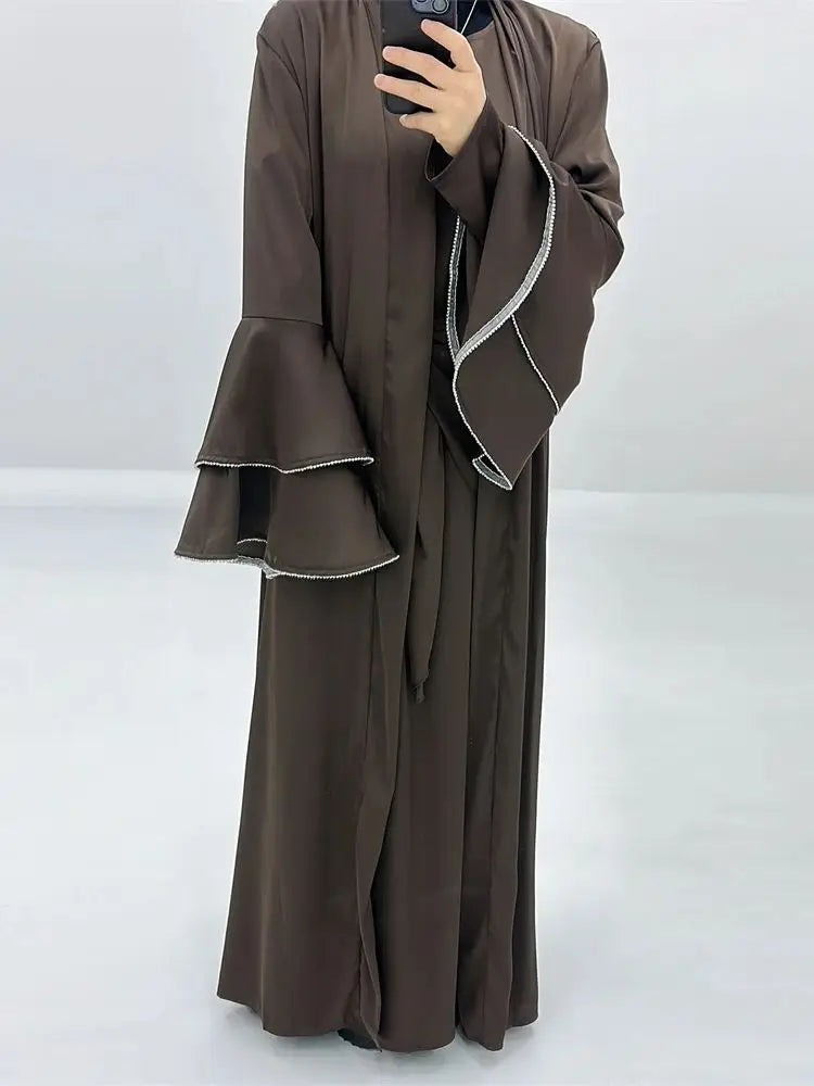 Saviig Ramadan Eid Abaya Set with Hijab & Kimono for Muslim Women