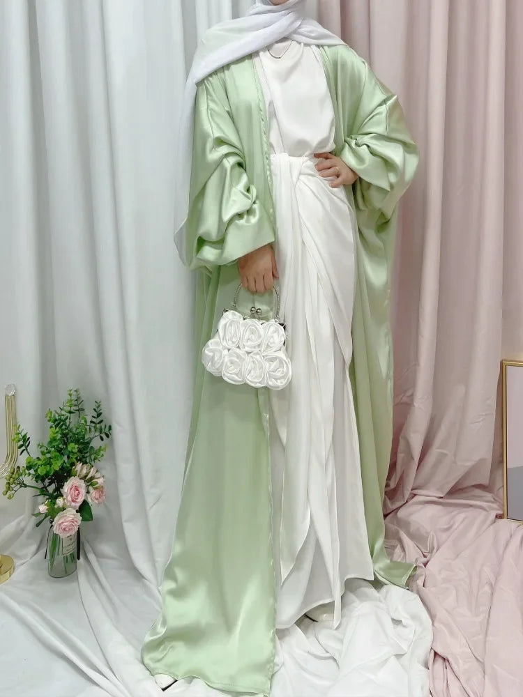 Saviig Summer Muslim Puff Sleeve Abaya Dress Elegant Modest Morocco Dubai Eid Party Dress