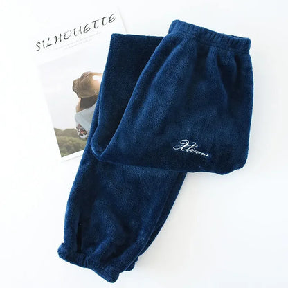 Saviig Flannel Fleece Winter Couple Pants - Warm Home Pajama Bottoms