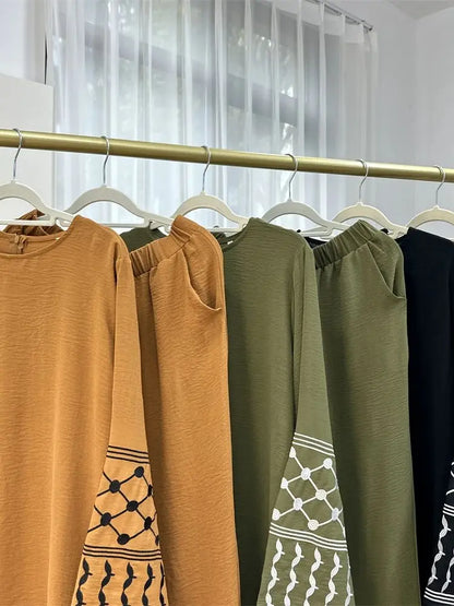 Saviig Eid Abaya Set Tops Pants Modest Muslim Sets for Women