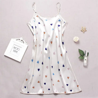 Saviig Floral Print Silk Nightdress Women's Sexy Lingerie