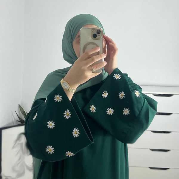 Saviig Eid Ramadan Embroidery Dubai Abaya Maxi Dress for Women