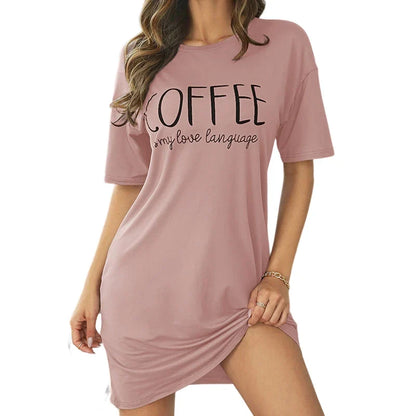 Saviig Nightdress: Women's Soft Short Sleeve Letter Printing Nightwear & Loose Pajamas