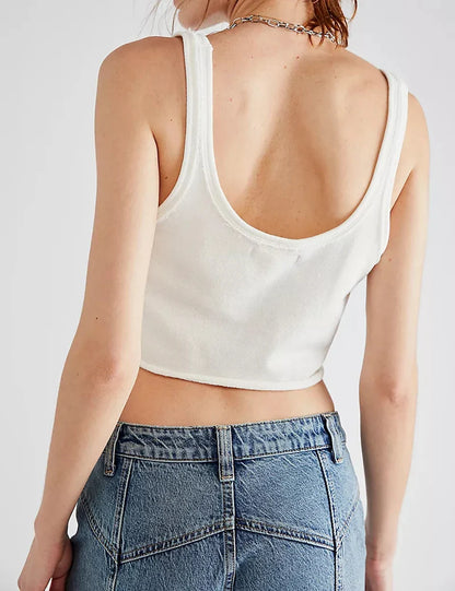 Saviig Sleeveless Cotton Summer Top for Women - Casual Streetwear Crop Tops