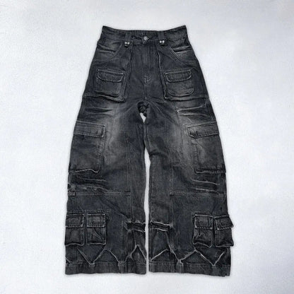 Saviig High Waist Washed Baggy Jeans Women Gothic Hip Hop Vintage Fashion