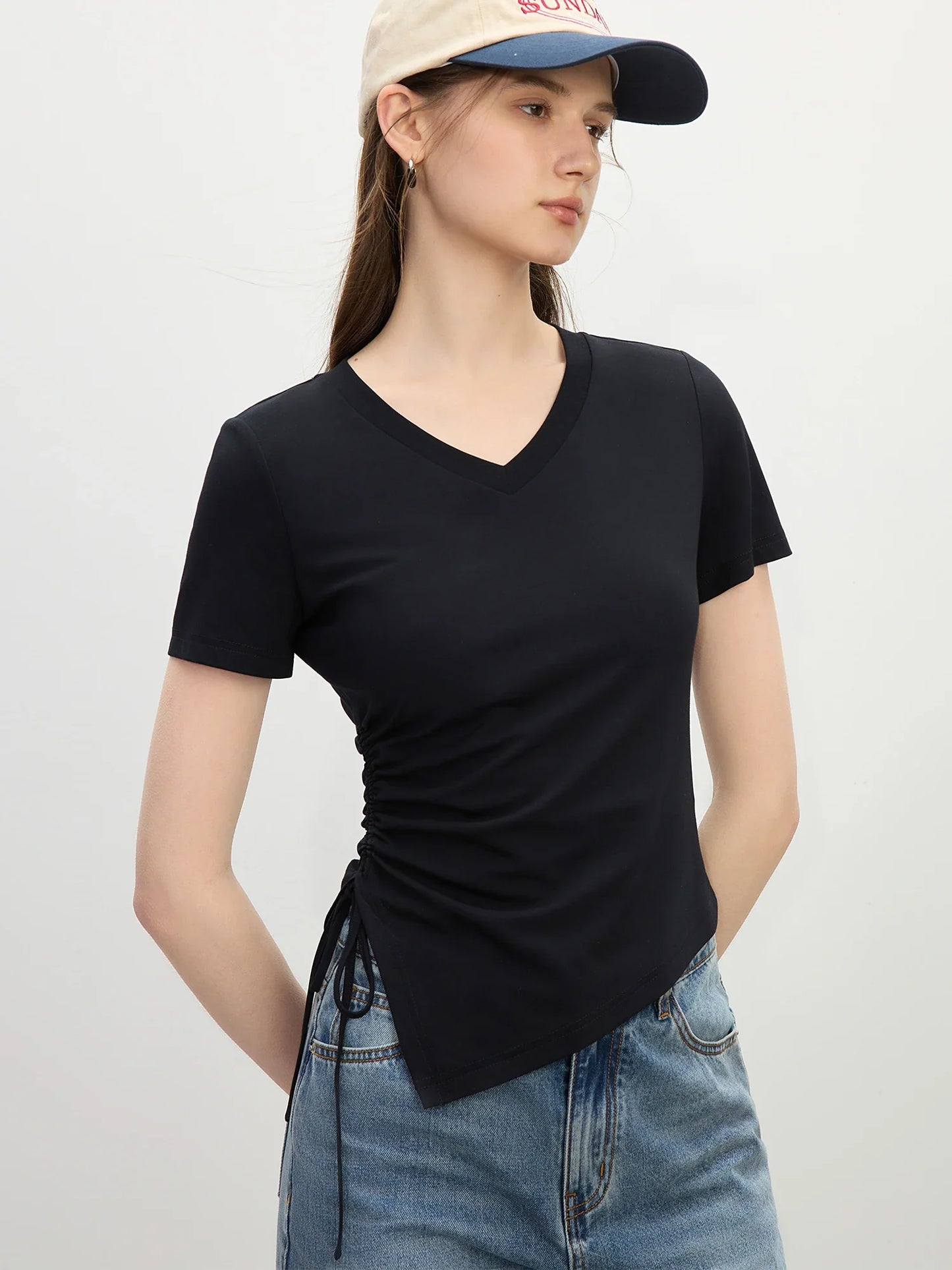 Saviig Edgy Asymmetric Hem Sleeveless Crop Top