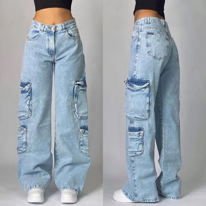 Saviig Black Washed Baggy Jeans: High Waist Wide Leg Pants