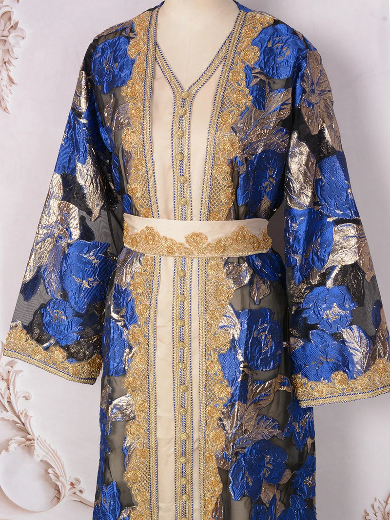 Saviig Moroccan Takchita Kaftan, Elegant 2-Piece Set for Events & Weddings