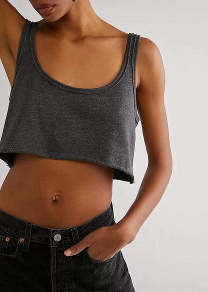 Saviig Sleeveless Cotton Summer Top for Women - Casual Streetwear Crop Tops