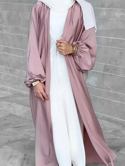 Saviig Summer Puff Sleeve Modest Abaya Dress for Women