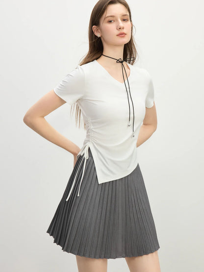Saviig Edgy Asymmetric Hem Sleeveless Crop Top
