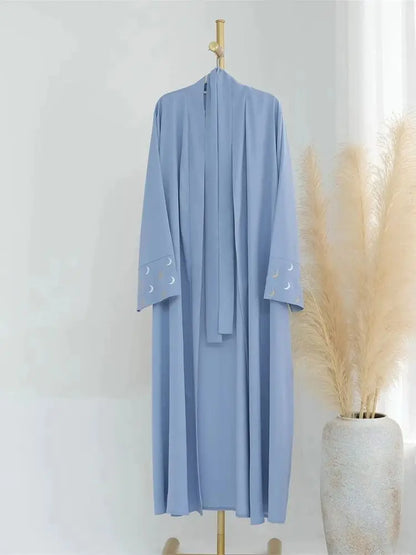 Saviig Ramadan Moon Embroidered Abaya Kimono Dubai Luxury 2025