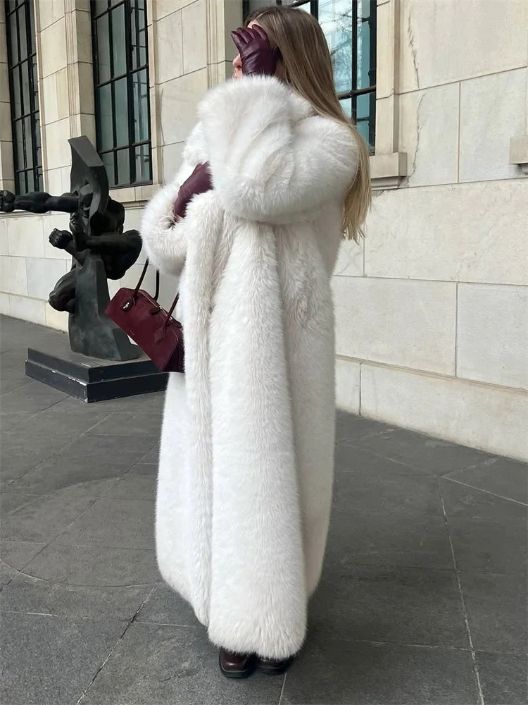 Saviig Winter Fur Feather Overcoat - Women's Elegant Loose Cardigan Coat