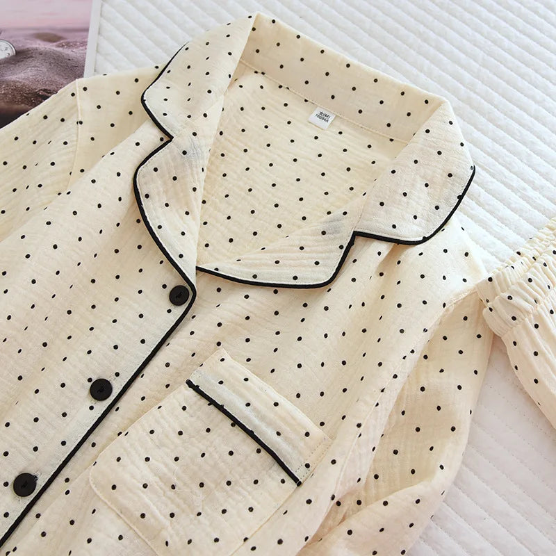 Saviig Cotton Crepe Polka Dot Pajama Set
