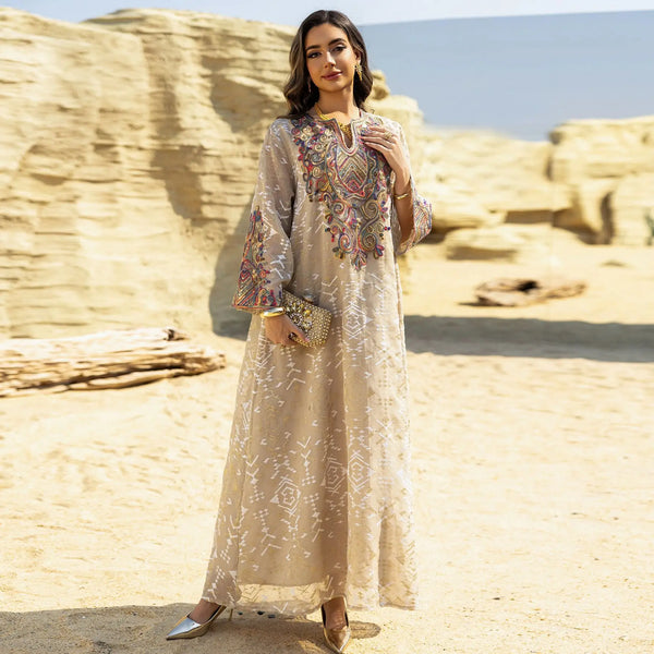 Saviig Eid Mubarak Embroidery Abaya Dubai Kaftan Ramadan Dress Caftan Gown