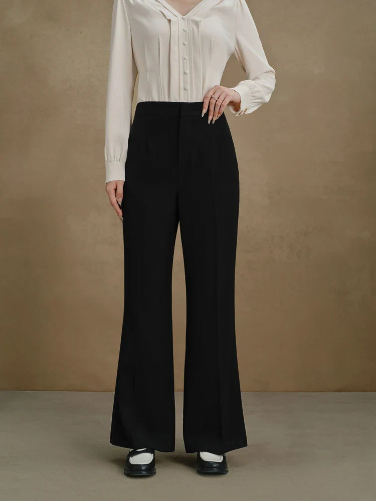 Saviig High Waist Acetate Flared Pants for Women: 2023 Autumn Casual Style
