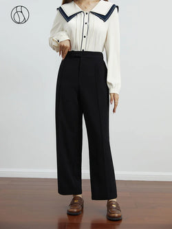 Saviig High Waist Belted Pants for Women - Stylish Straight Trousers