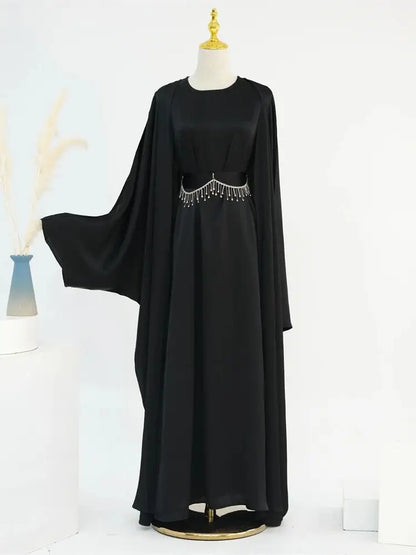Saviig Ramadan Satin Abaya Dubai Set - Muslim Prayer Clothes Caftan Robe Femmes