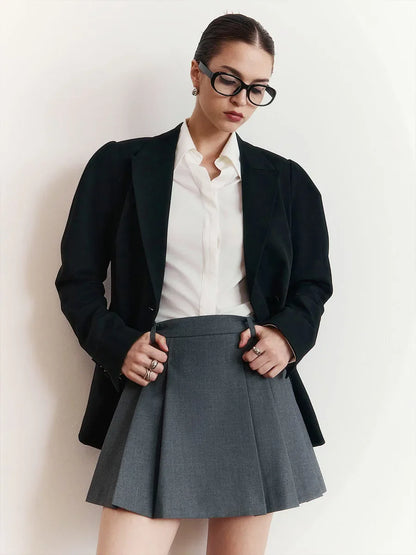 Saviig Solid Color Pleated Mini Skirt for Fashionable Spicy Girls