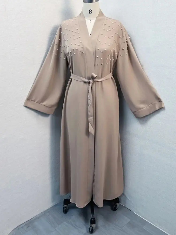 Saviig Ramadan Eid Open Abaya Luxury Muslim Modest Kimono Robe Femme