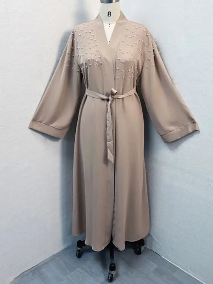 Saviig Ramadan Eid Open Abaya Luxury Muslim Modest Kimono Robe Femme