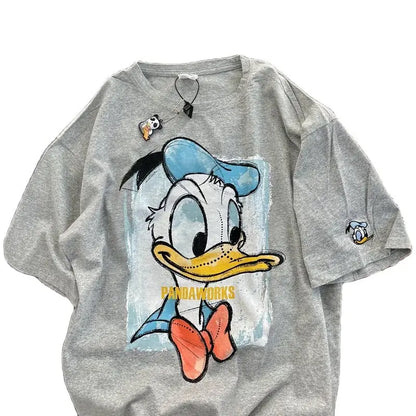 Saviig Women's Donald Duck Trendy T-Shirt: Casual Loose Fit Short Sleeve Top