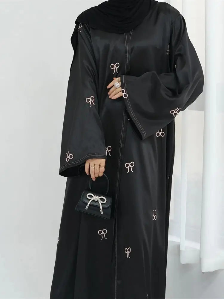 Saviig Ramadan Eid Embroidery Kimono Abaya Dress for Muslim Women