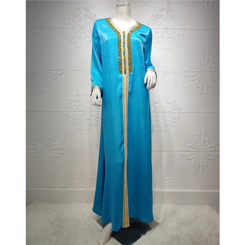 Saviig Ramadan Abaya Muslim Dress Dubai Kaftan Gown Islamic Clothing