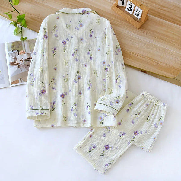 Saviig 100% Cotton Crepe Pajama Set: Women's Spring/Summer Collection