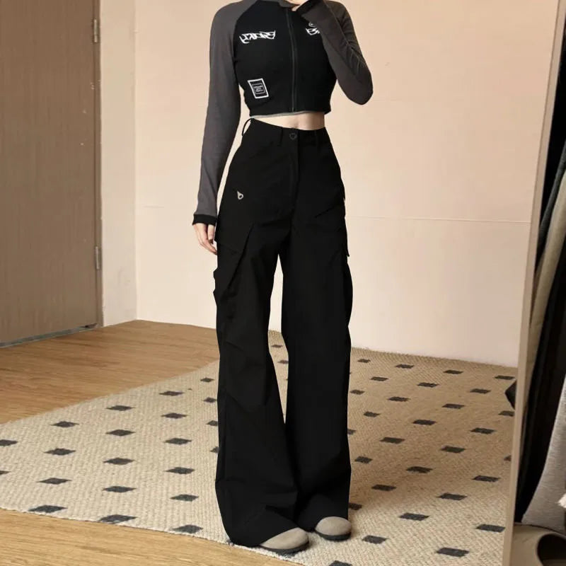 Saviig Summer Cargo Pants - High Waist Wide Leg Streetwear Trousers