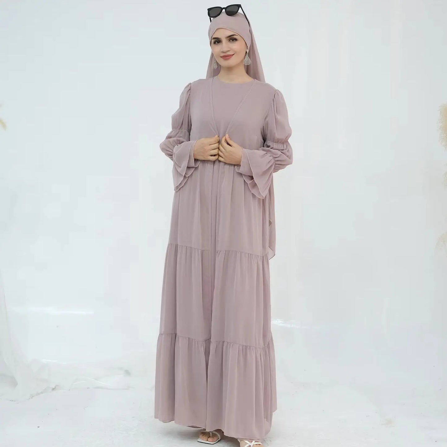 Saviig Chiffon Abaya Set for Modest Islamic Evening Parties