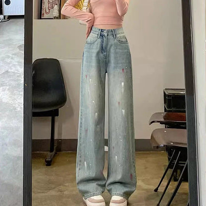 Saviig Stylish High Waist Wide Leg Jeans for Women - Daily Versatile Denim Pant