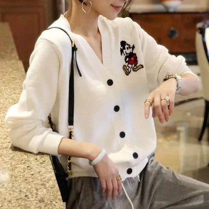 Saviig Mickey Print Turtleneck Sweater for Women