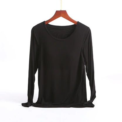 Saviig Long-Sleeved Pajamas with Integrated Bra, Spring/Autumn Women's Home Base Innerwear