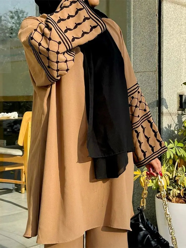 Saviig Eid Abaya Set Tops Pants Modest Muslim Sets for Women